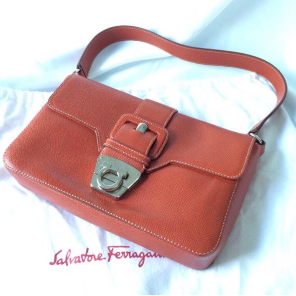 Ferragamo Pumpkin Calfskin Leather Shoulder Bag